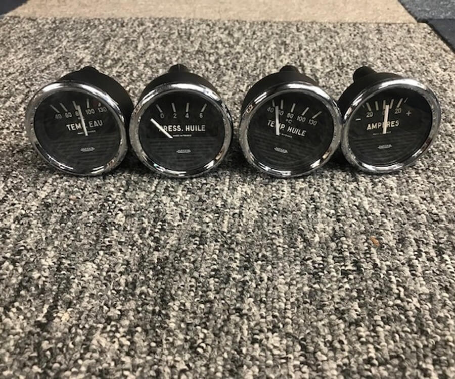 Refurbished classic car gauge set